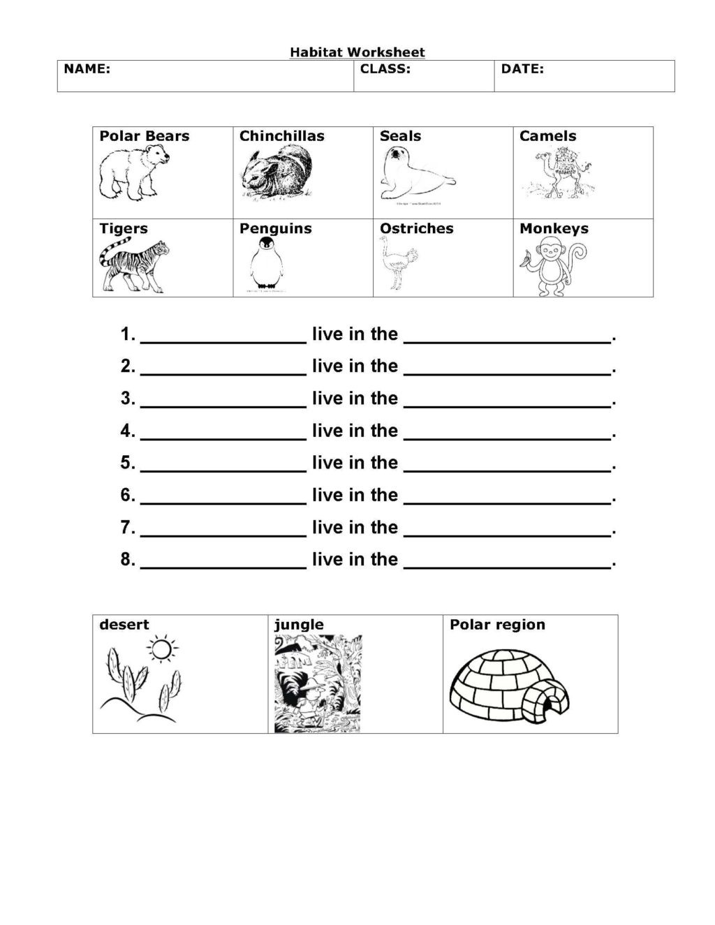 Science Worksheet for 1st Grade Worksheet Habitats Worksheet 1st Grade Worksheets English