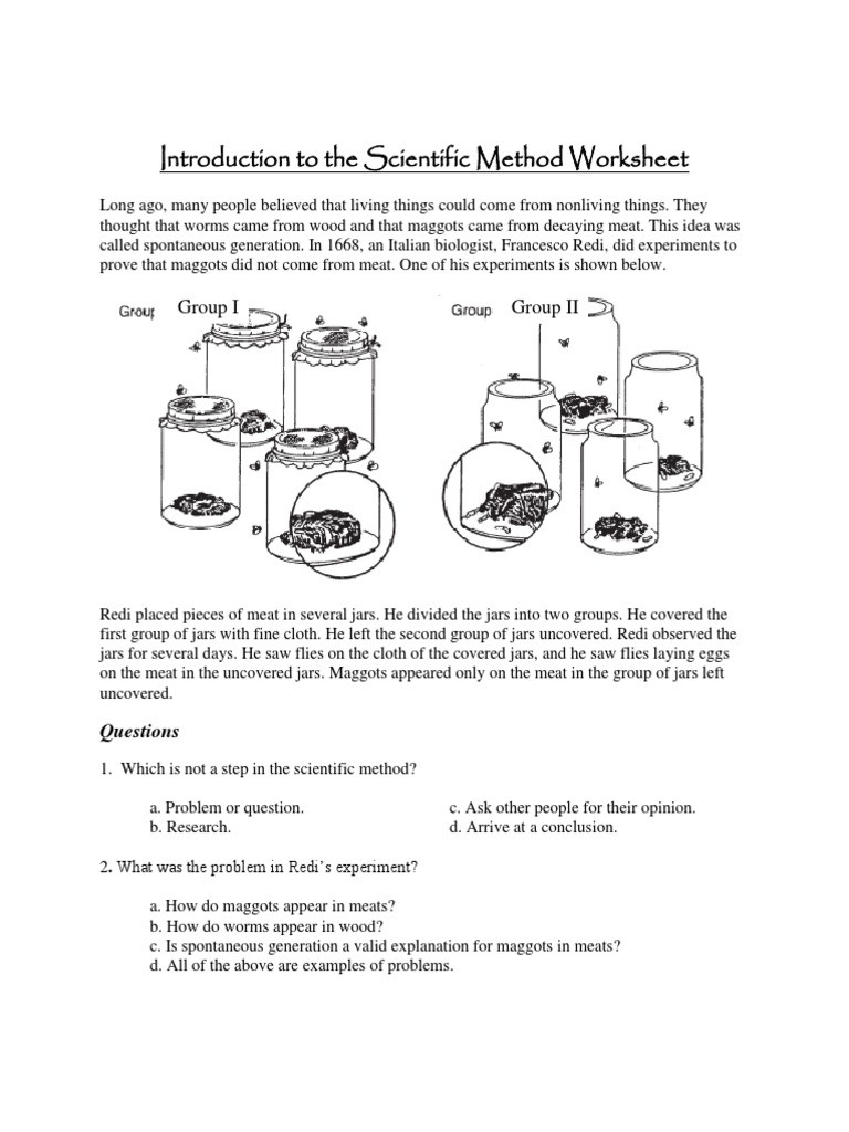 Scientific Method Examples Worksheet Introduction to the Scientific Method Worksheetcx