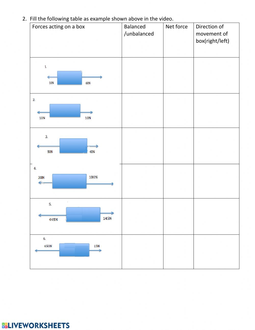Scientific Notation Worksheet 8th Grade Balanced and Unbalanced forces Interactive Worksheet
