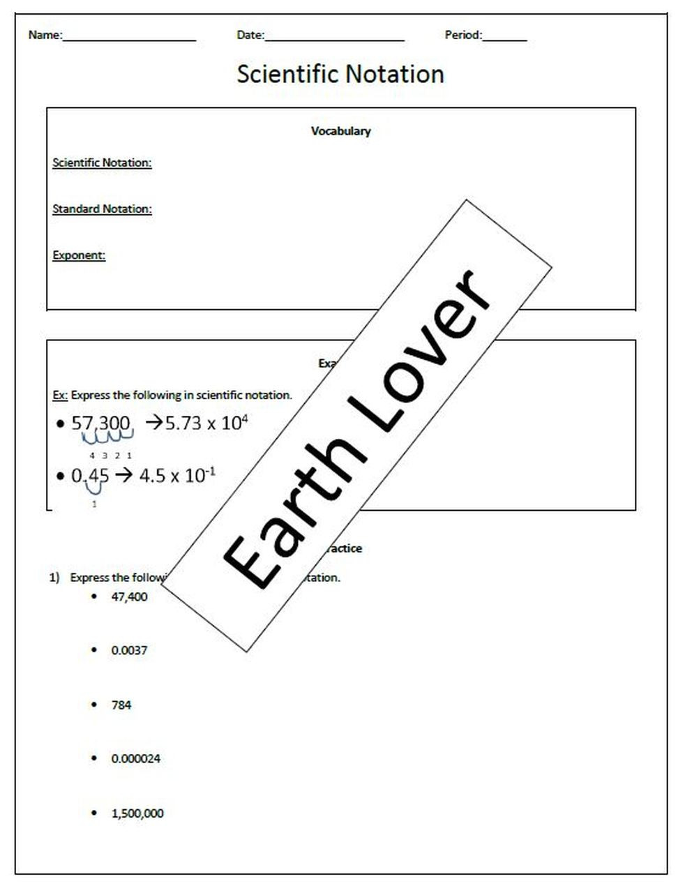 Scientific Notation Worksheet 8th Grade Scientific Notation Worksheet
