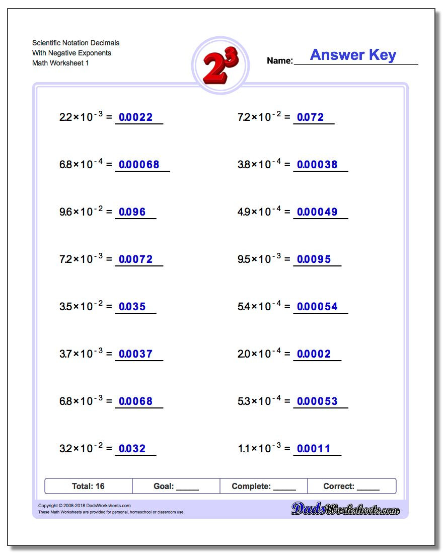 Scientific Notation Worksheet Answer Key Powers Of Ten and Scientific Notation