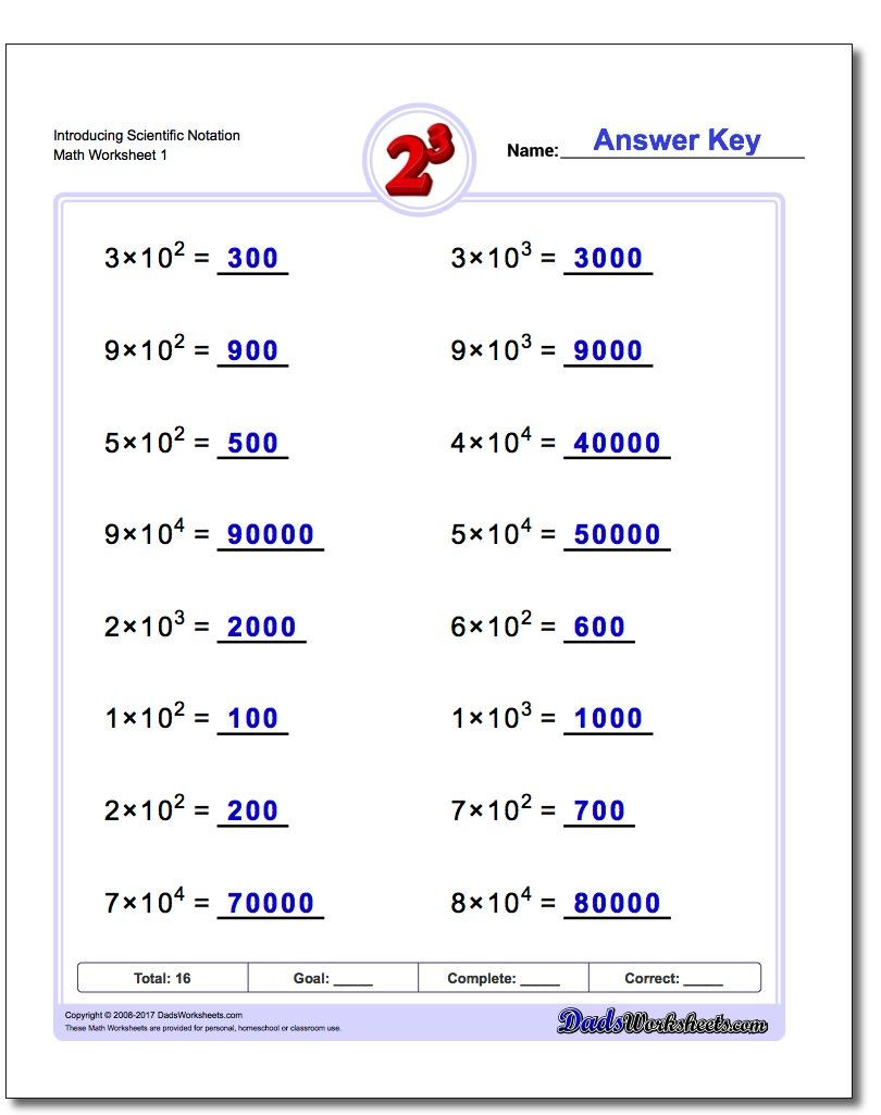 Scientific Notation Worksheet with Answers Introducing Scientific Notation Exponents Worksheet