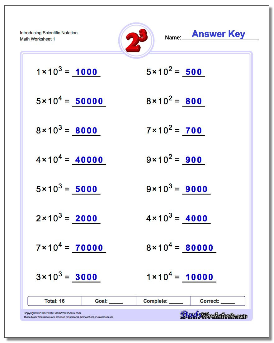 Scientific Notation Worksheet with Answers Powers Of Ten and Scientific Notation