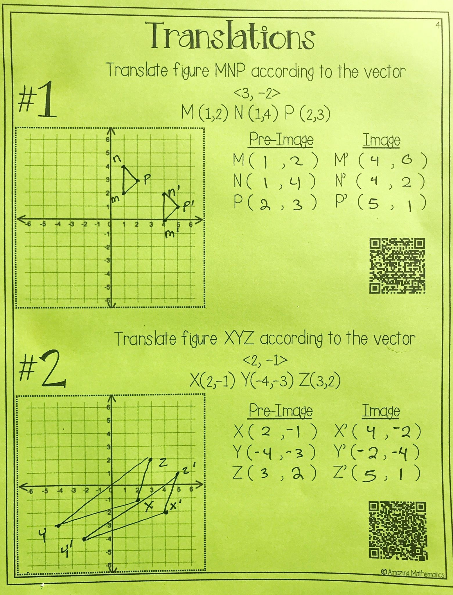 Sequence Of Transformations Worksheet Hs Geometry Transformations Workbook Translations