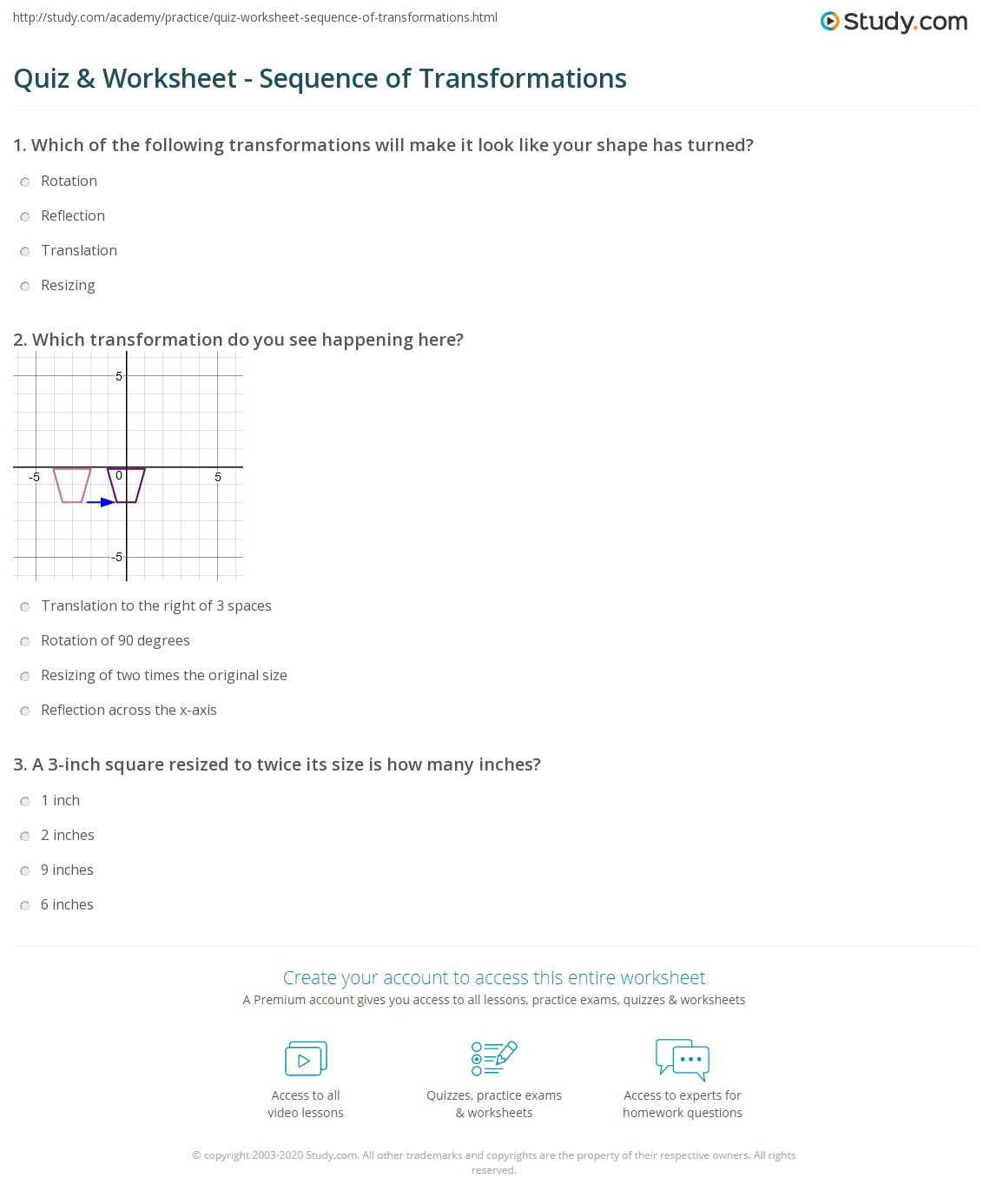 Sequence Of Transformations Worksheet Quiz &amp; Worksheet Sequence Of Transformations