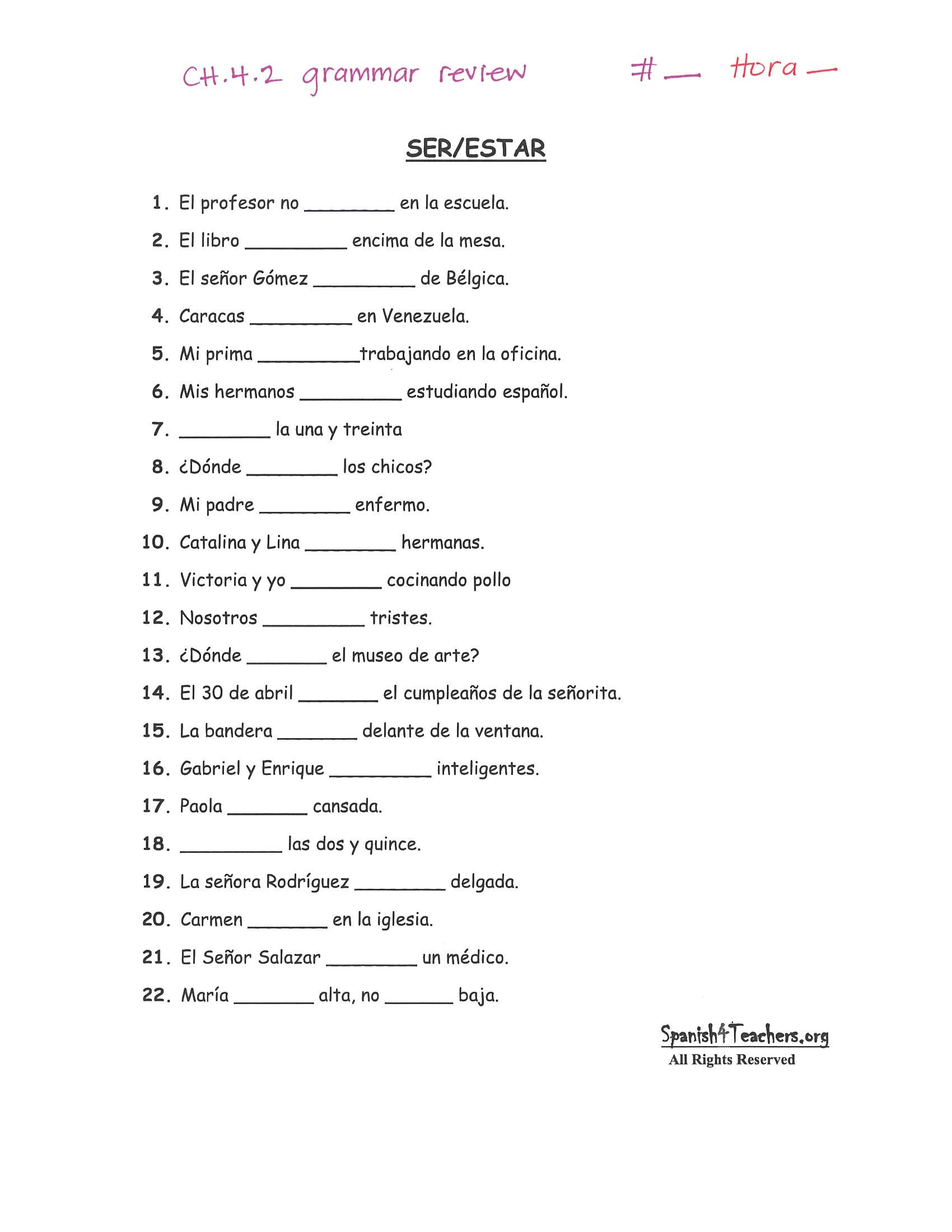 Ser Estar Worksheet Answers Worksheet 52 Preterite Tense Ser and Ir