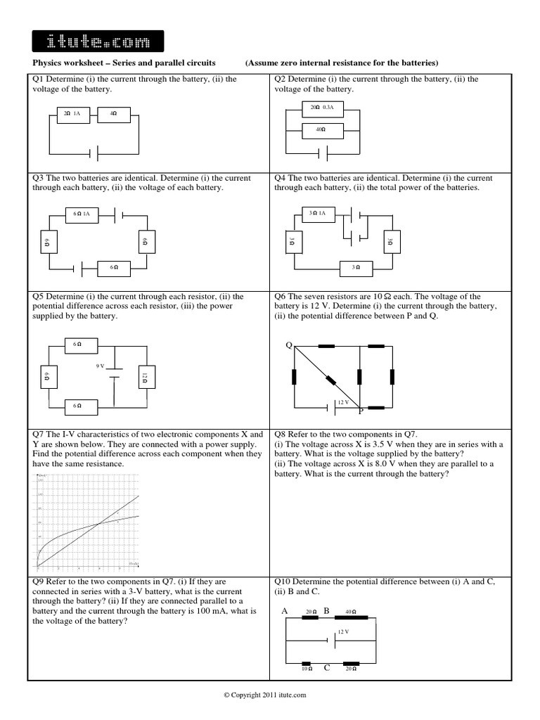 Series and Parallel Circuits Worksheet Physics Worksheet Series and Parallel Circuits