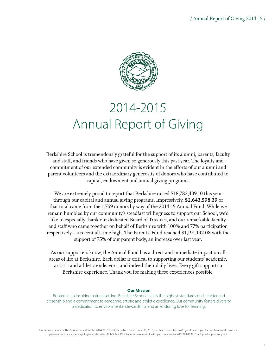 Set Builder Notation Worksheet Annual Report Of Giving 2014 2015 by Berkshire School issuu