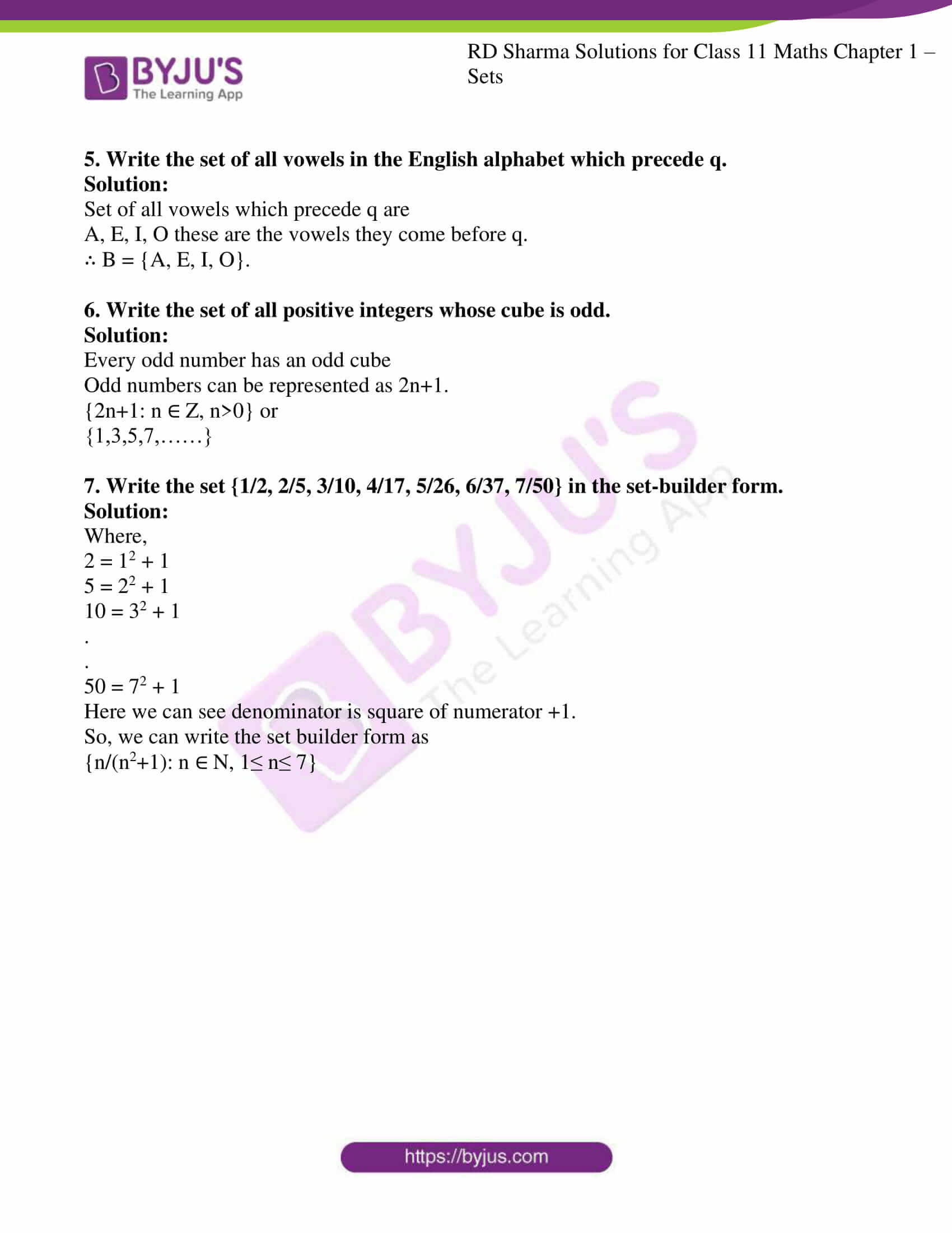Set Builder Notation Worksheet Rd Sharma solutions for Class 11 Chapter 1 Sets