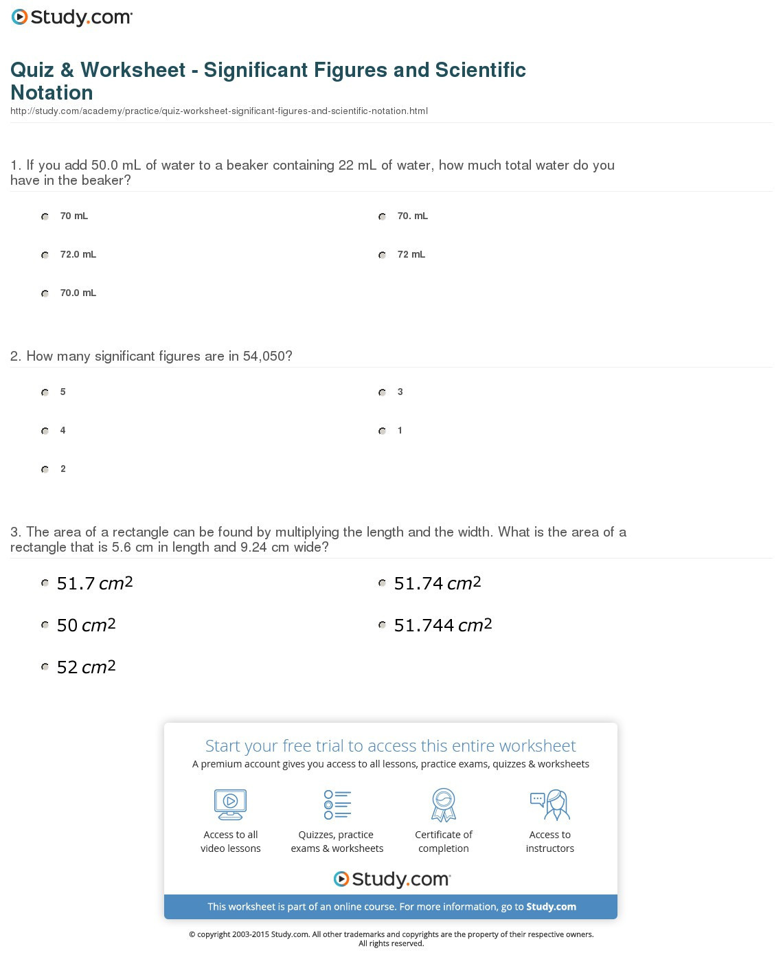 Significant Figures Worksheet Answers Significant Figures Homework Worksheet