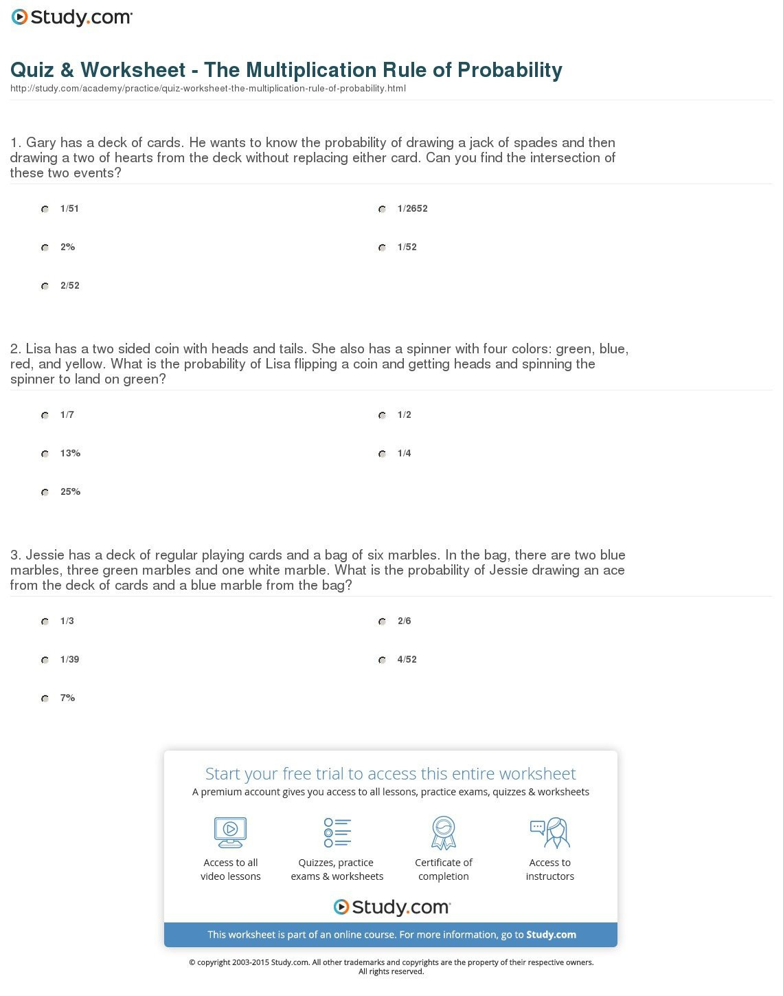 Simple Probability Worksheet Pdf Conditional Probability Worksheet