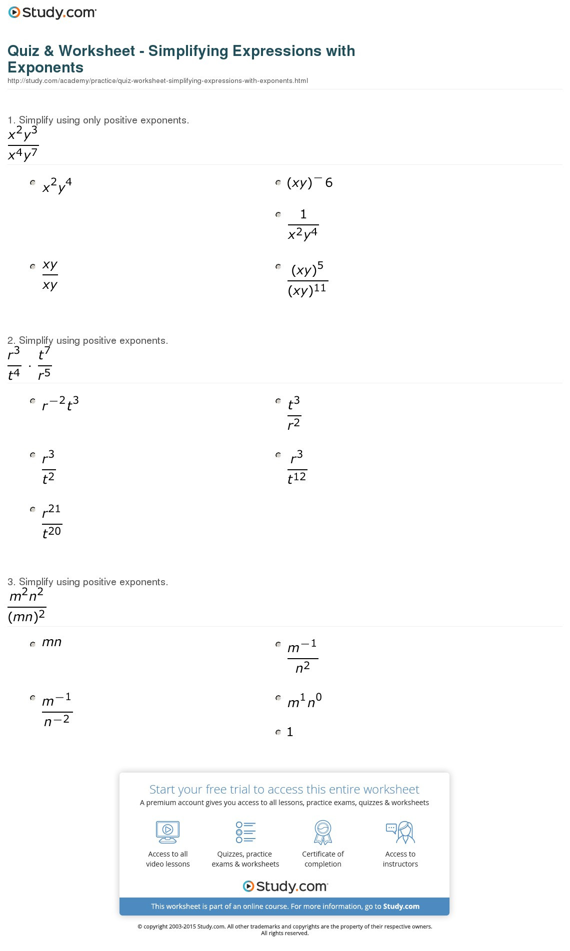 simplifying expressions worksheet print how to simplify expressions with exponents worksheet