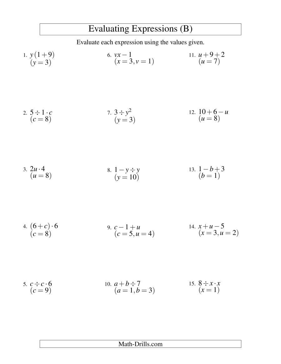 Simplify Exponential Expressions Worksheet the Evaluating Two Step Algebraic Expressions with Two