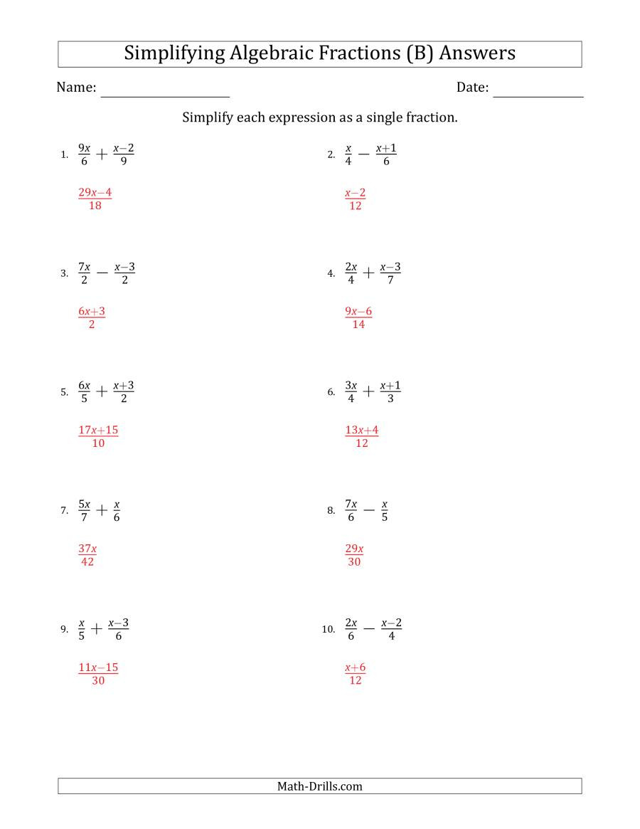 Simplifying Algebraic Fractions Worksheet Simplify Algebraic Fractions Worksheet Search