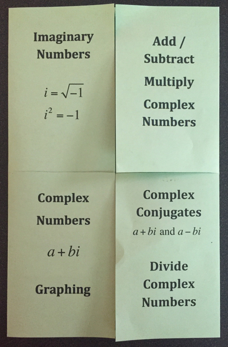 Simplifying Complex Numbers Worksheet Plex Numbers Foldable