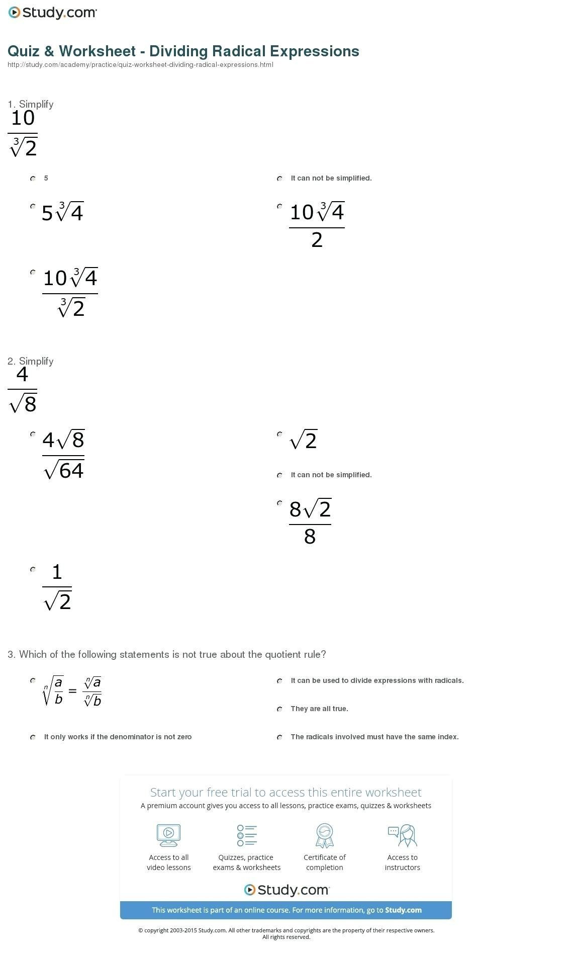 Simplifying Radicals Worksheet Pdf 60 Simplifying Algebraic Expressions Worksheets Pdf