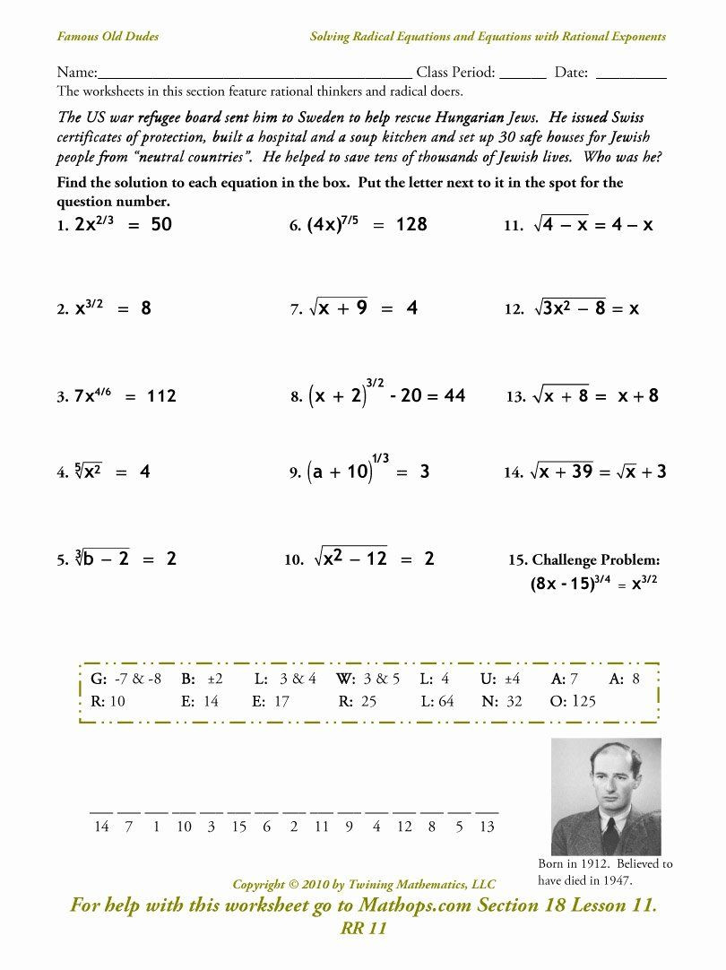 Simplifying Rational Exponents Worksheet Radicals and Rational Exponents Worksheet Fresh Alg 2
