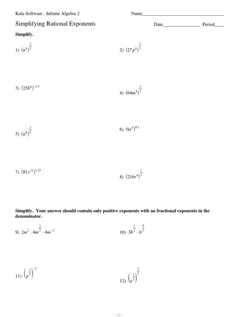 Simplifying Rational Exponents Worksheet Simplifying Rational Exponents Pdf