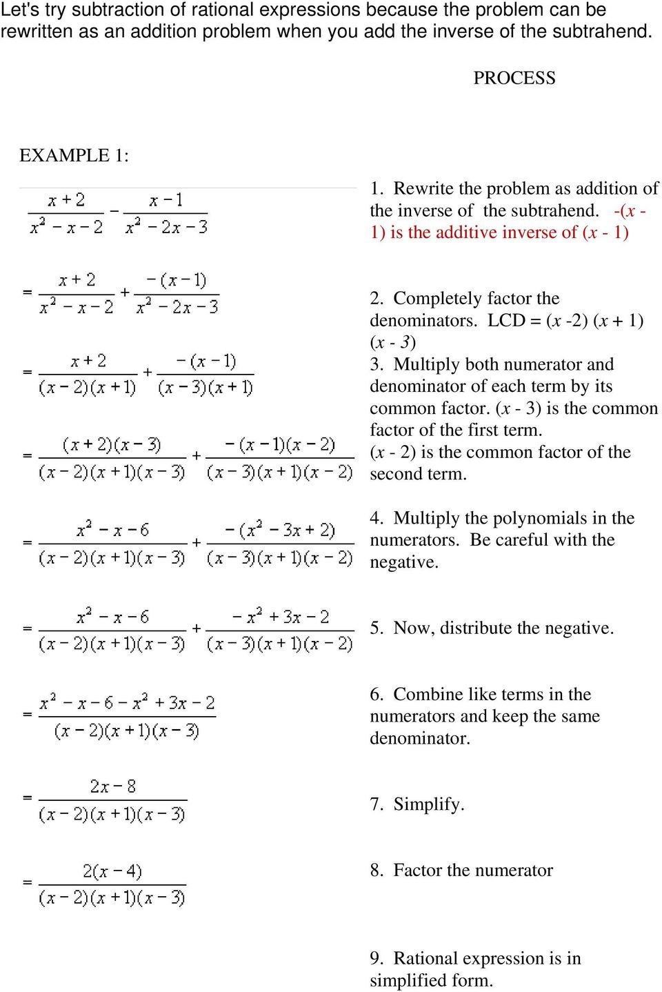 Simplifying Rational Expressions Worksheet 3 1 Rational Expressions Pdf Free Download