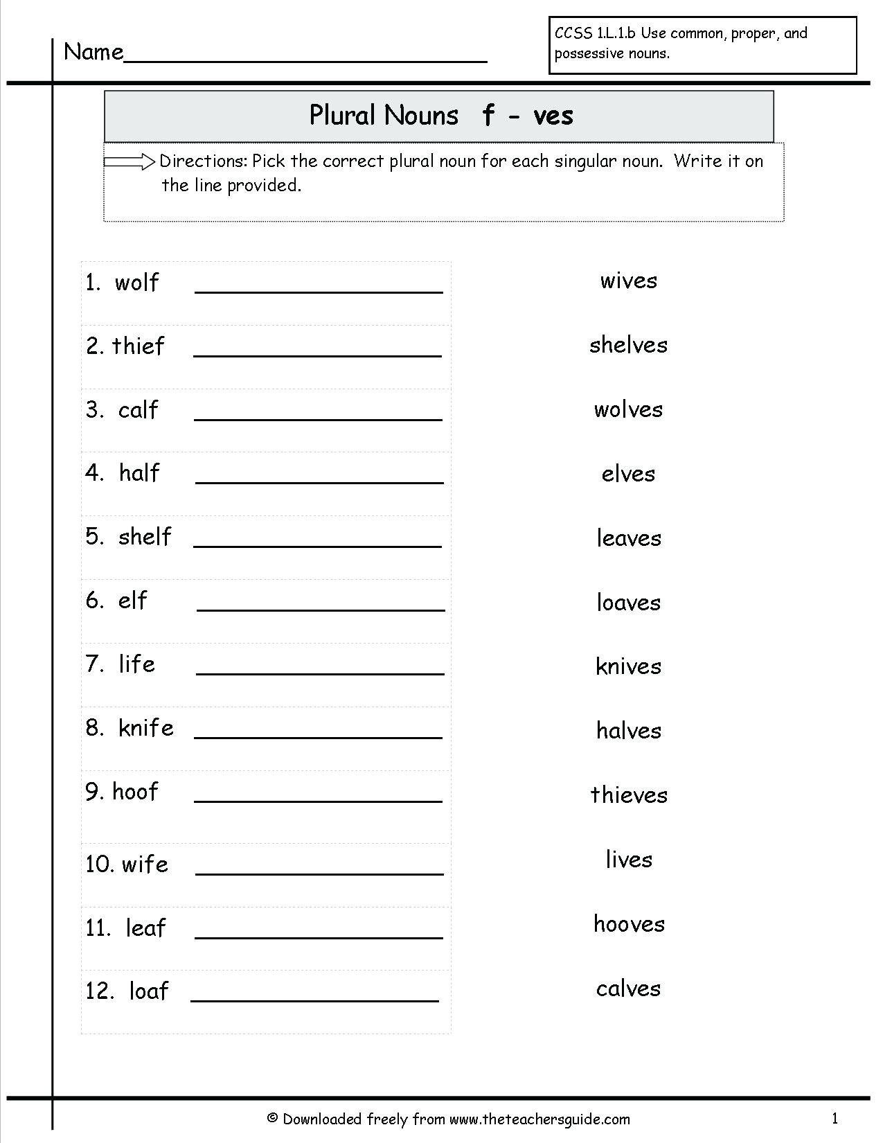 Singular Possessive Nouns Worksheet Noun Worksheets 3rd Grade Plural Nouns Worksheet Free