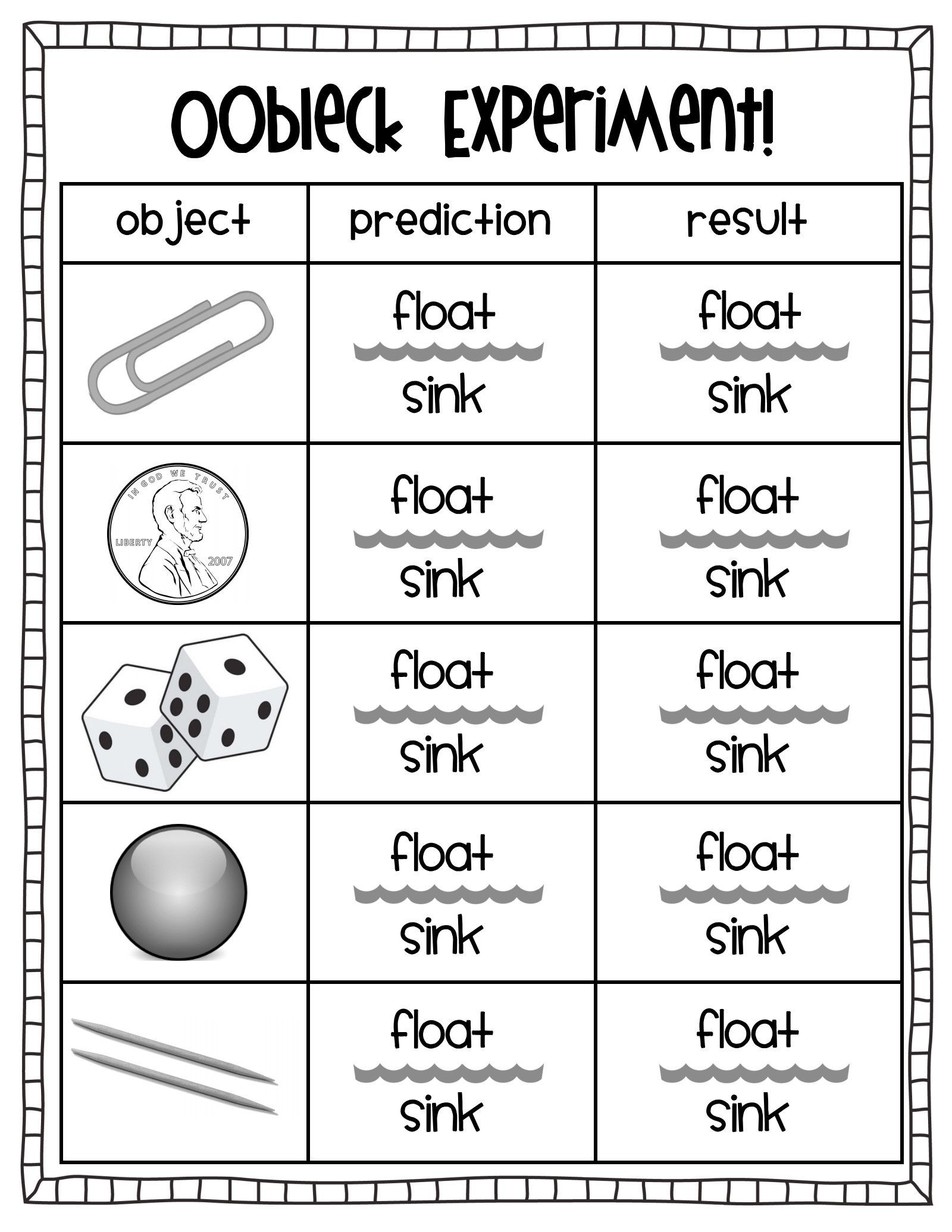 Sink or Float Worksheet 3 1st Grade Science Worksheets In 2020