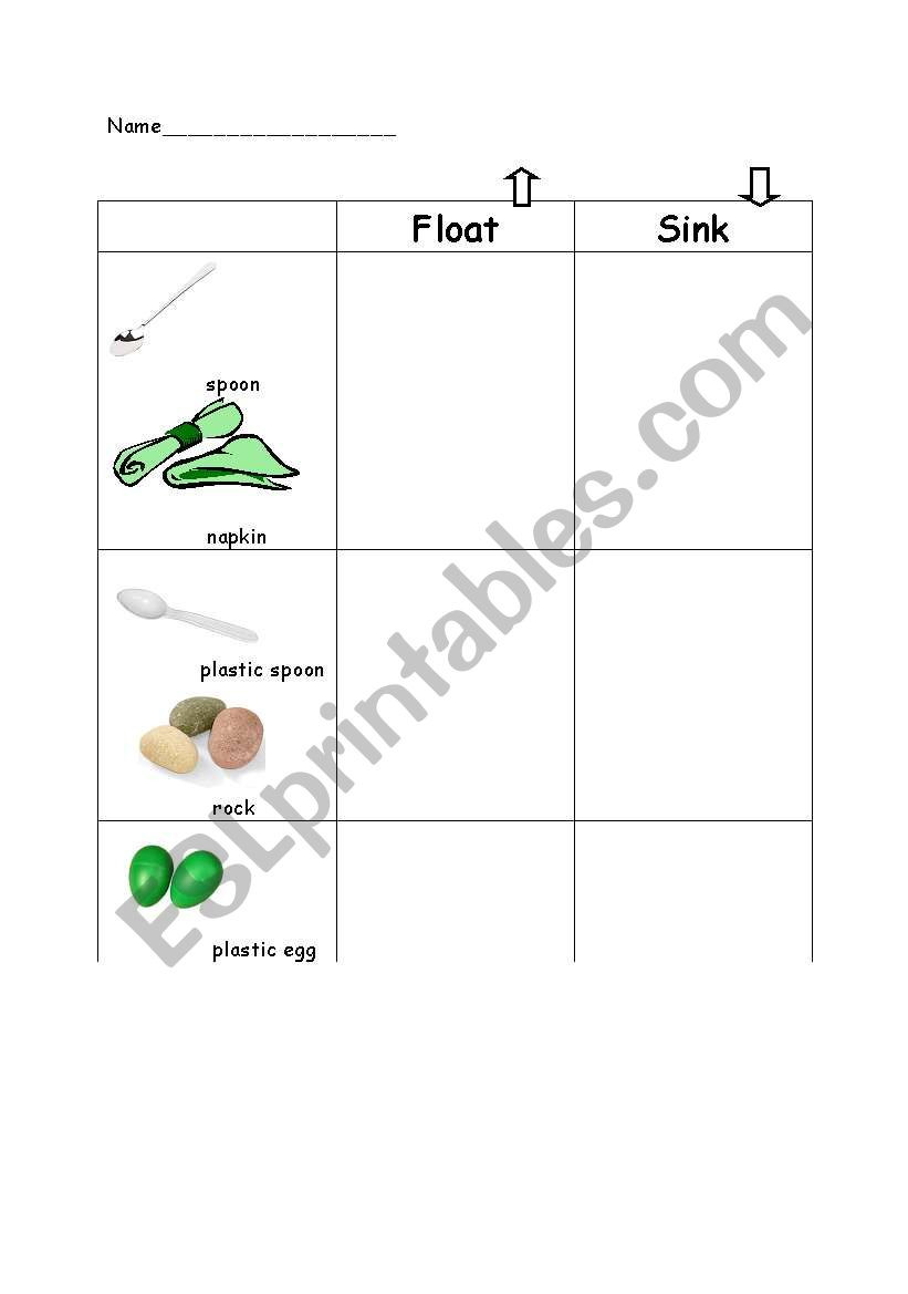 Sink or Float Worksheet English Worksheets Sink or Float