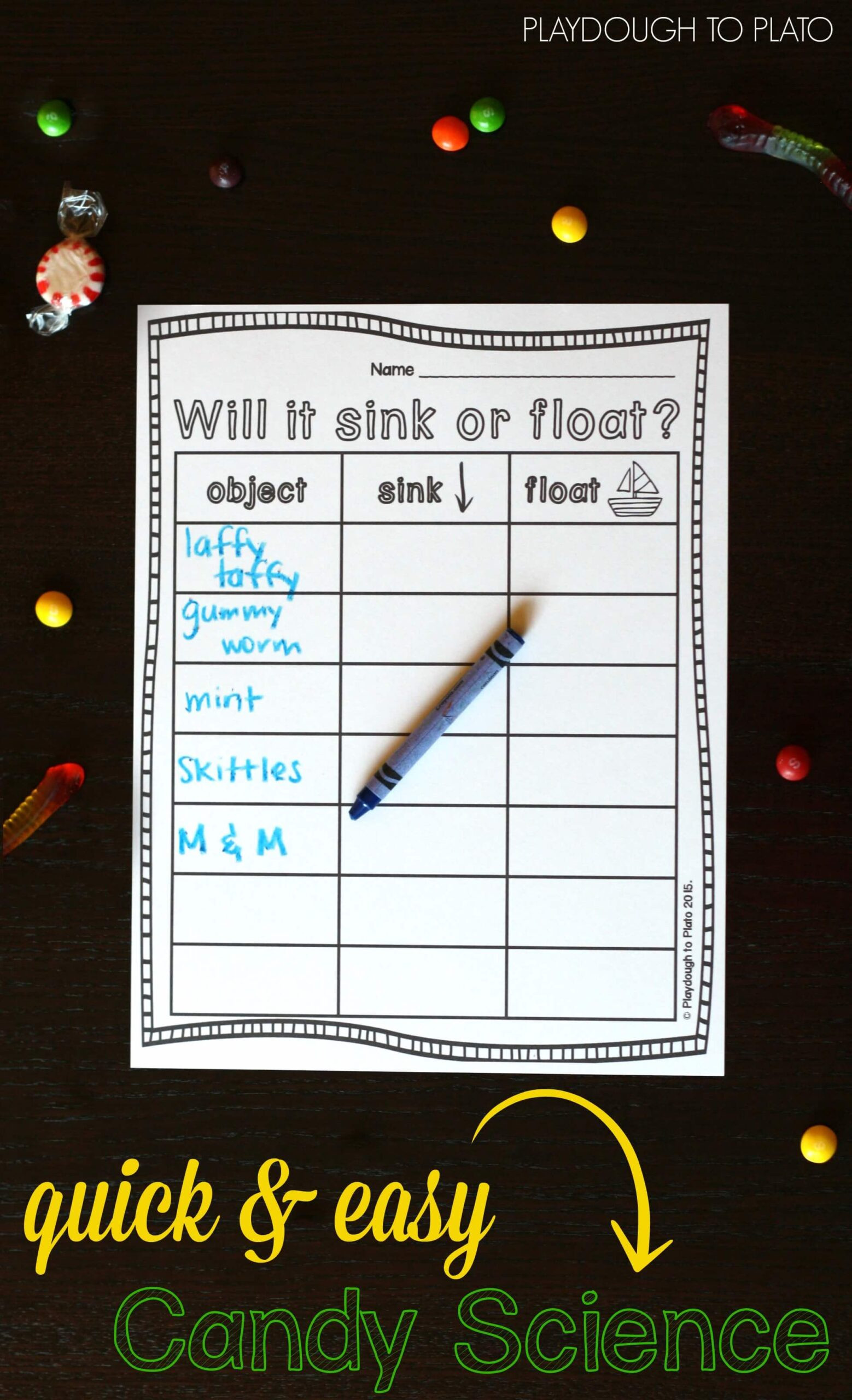Sink or Float Worksheet Sink or Float Candy Science Playdough to Plato