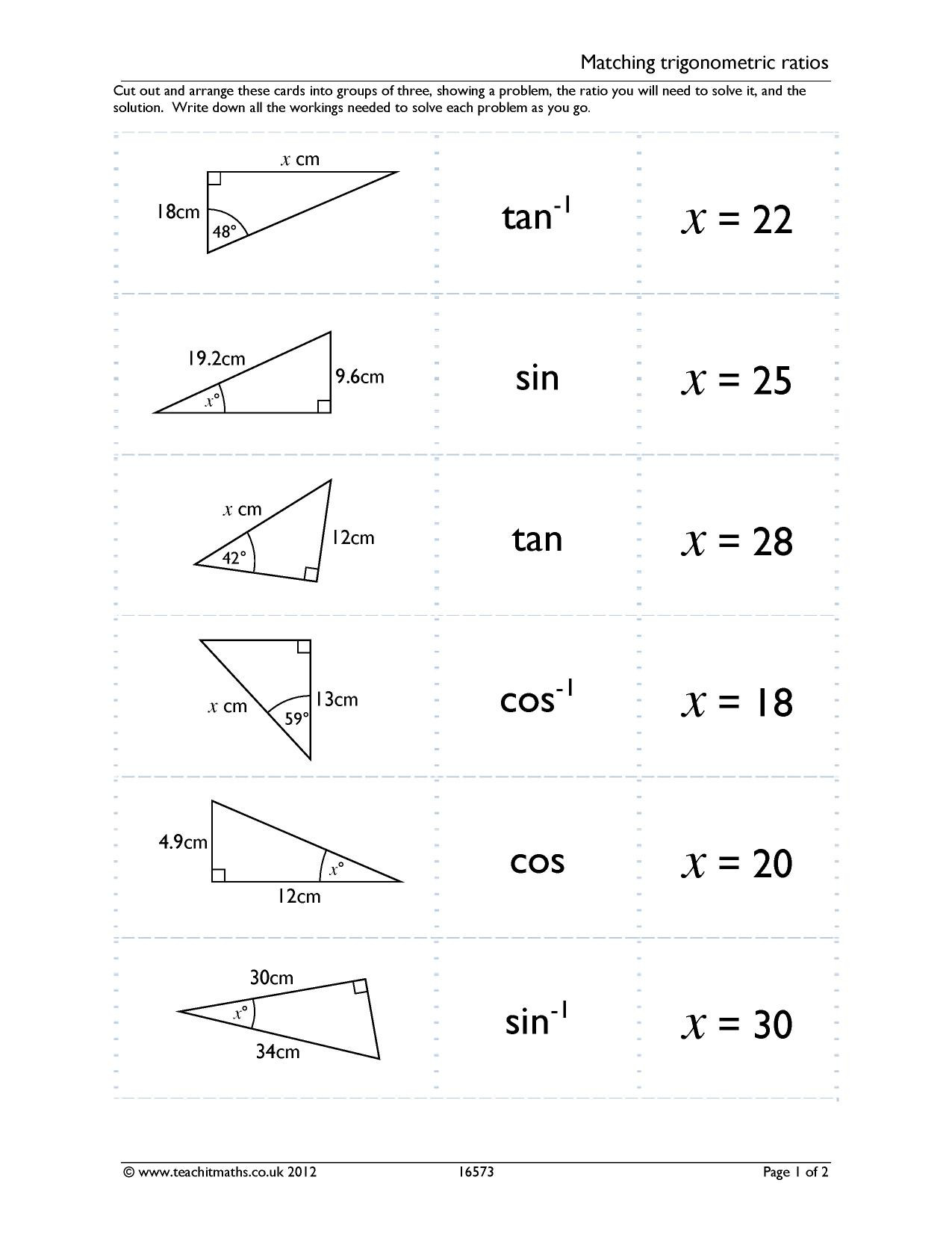 Soh Cah toa Worksheet Ks4 Trigonometry – sohcahtoa