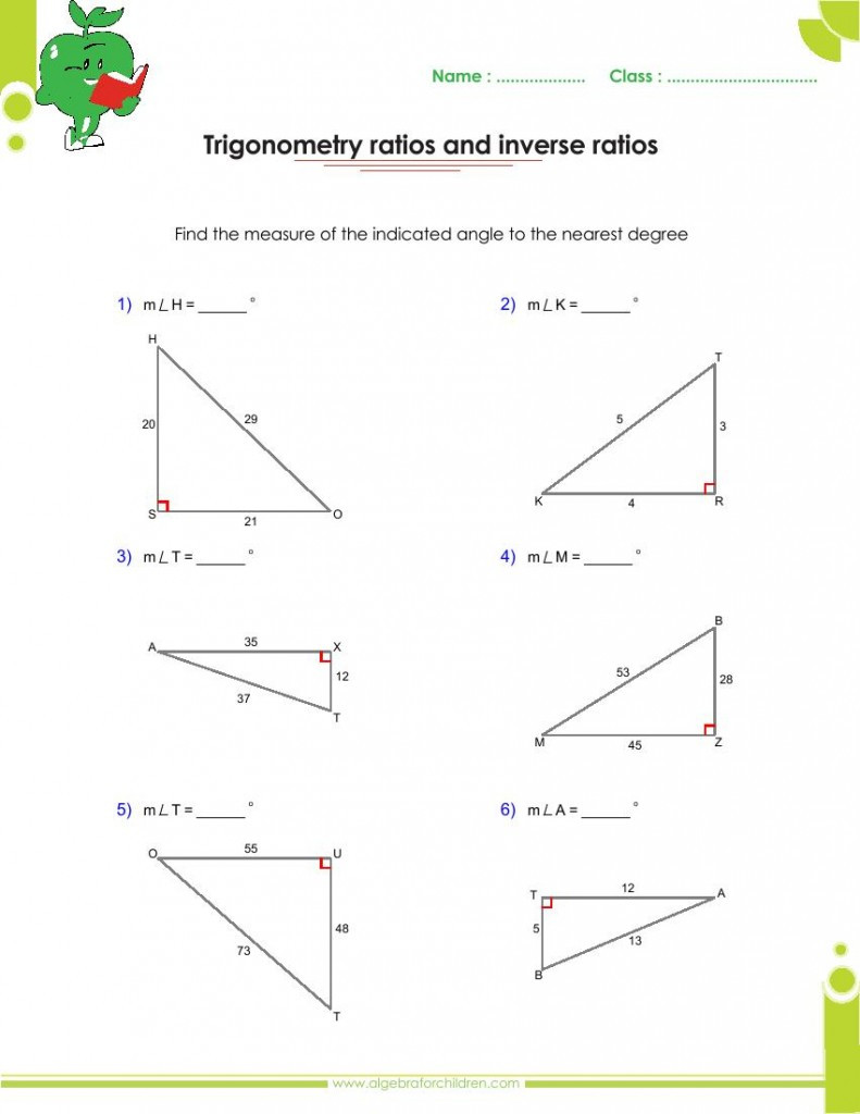 Soh Cah toa Worksheet Trigonometry Ratios Worksheet – Colabug