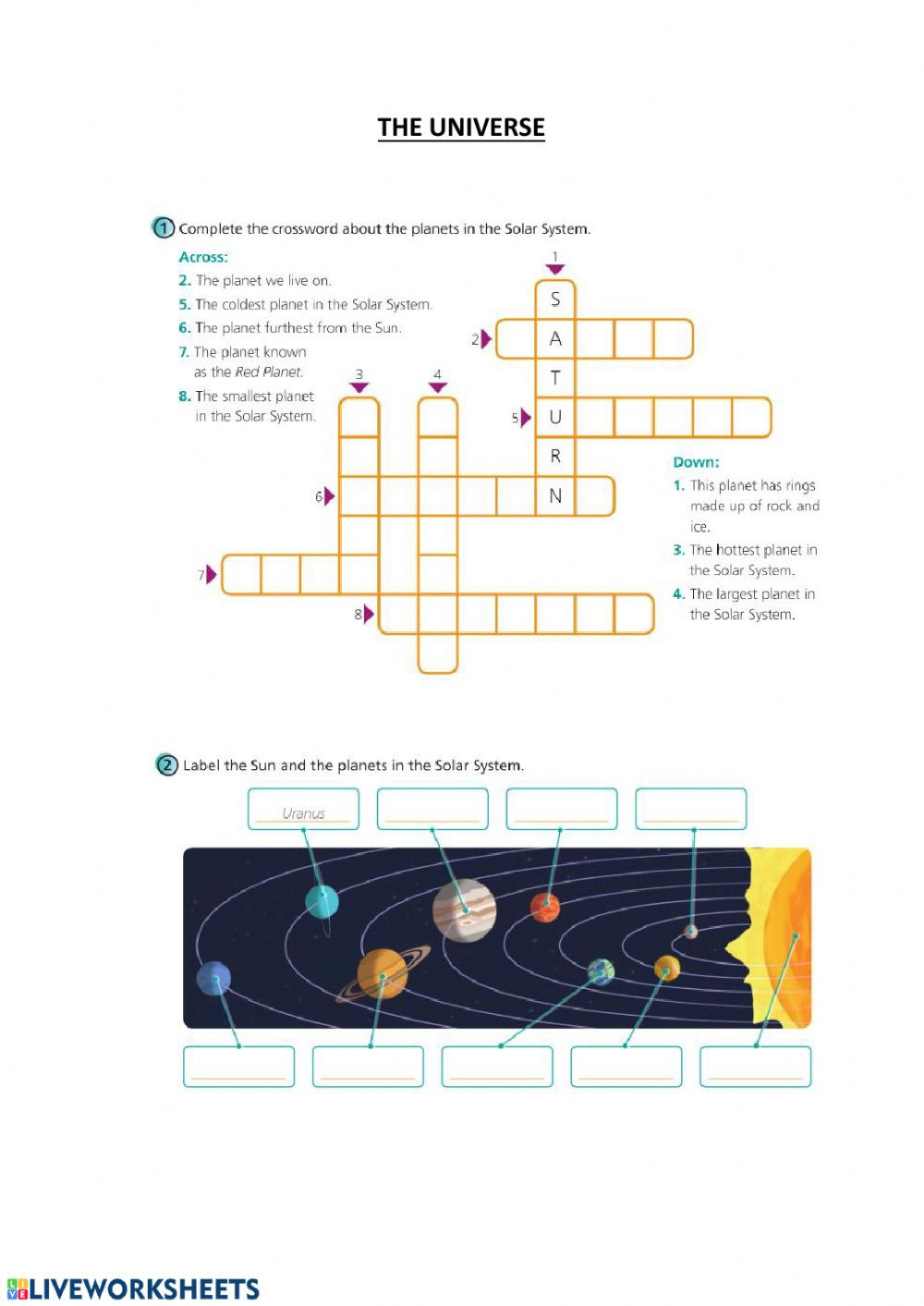 Solar System Worksheet Pdf the Universe Interactive Worksheet