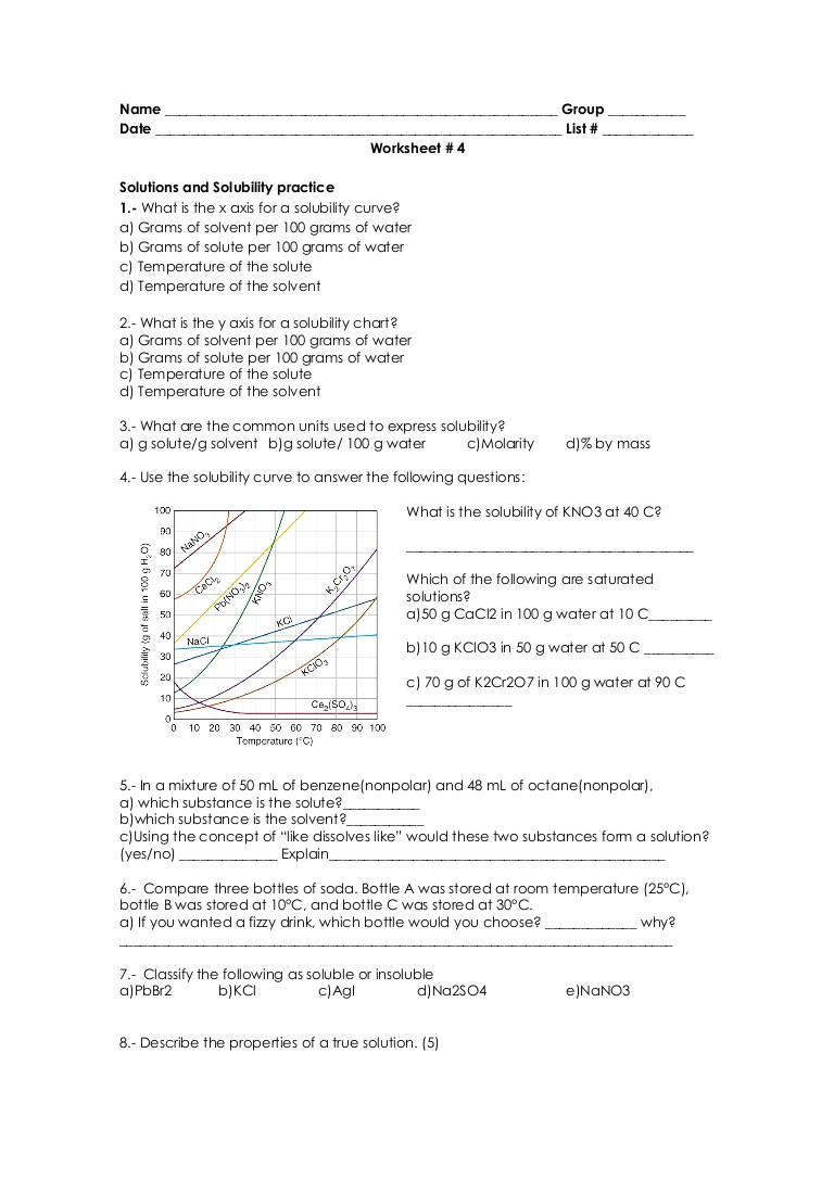 Solubility Graph Worksheet Answers Worksheet 4 Review