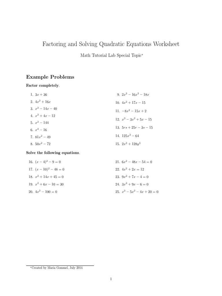 Solve by Factoring Worksheet Factoring Worksheet