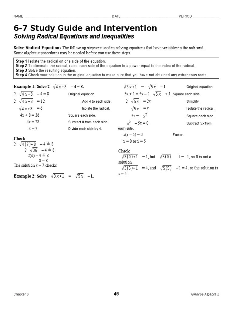 Solve Radical Equations Worksheet 12 solving Radical Equations and Inequalities