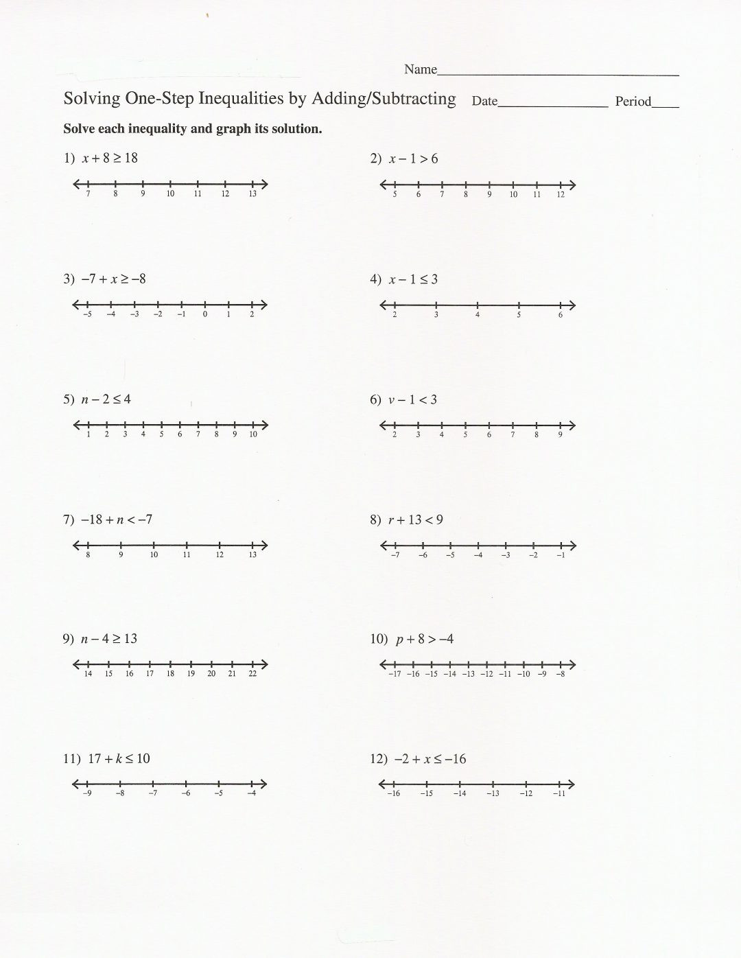 Solving Compound Inequalities Worksheet 9th Grade Inequality Worksheets