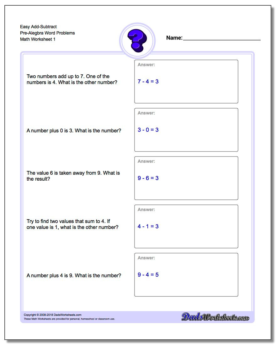 Solving Equations Word Problems Worksheet Pre Algebra Word Problems
