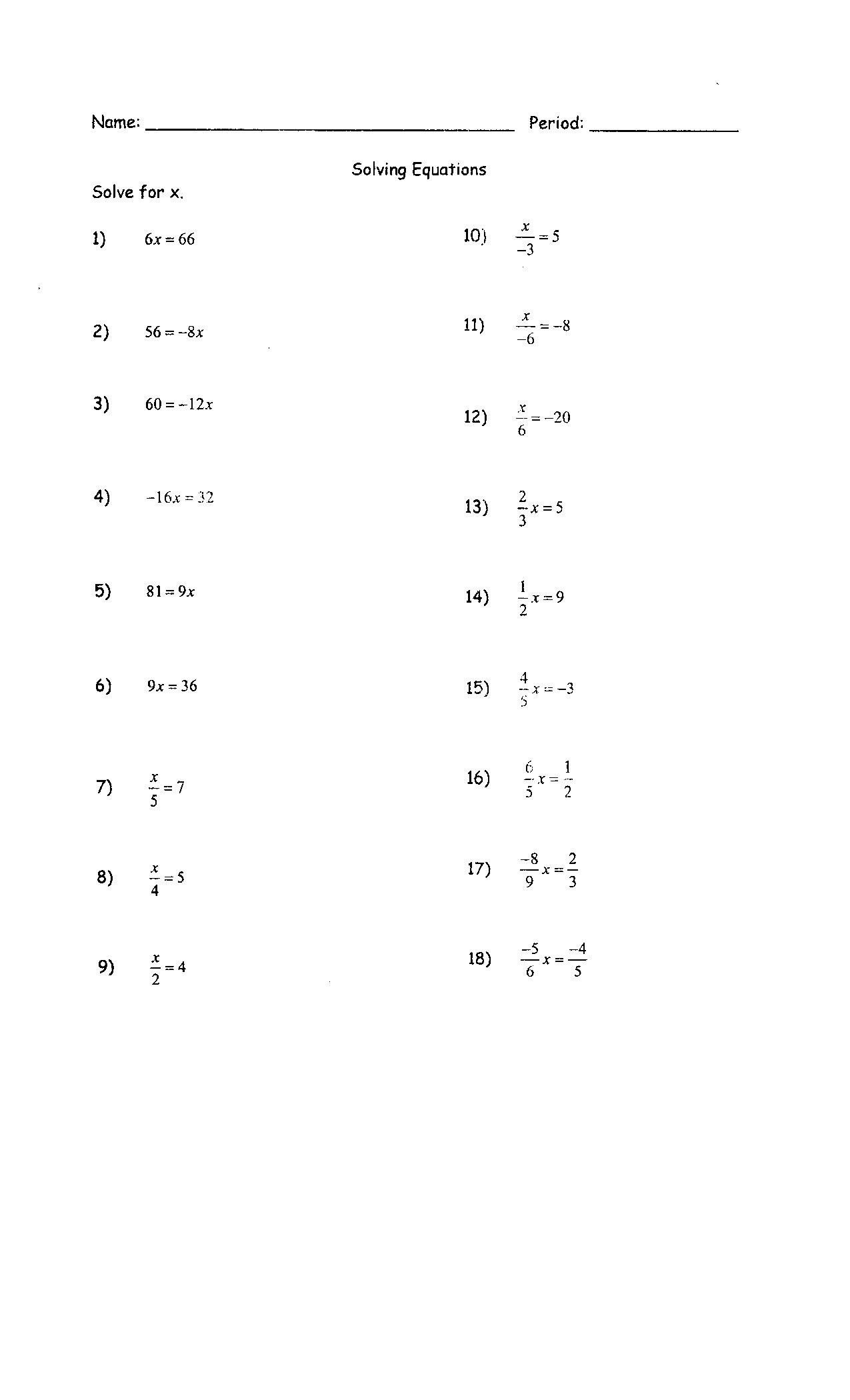 Solving for Y Worksheet Lovely Linear Equations Worksheet with Answers