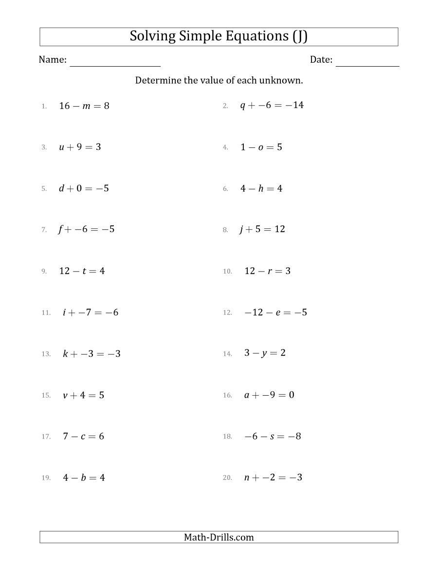 Solving Linear Inequalities Worksheet Linear Equations Grade 10 Worksheets