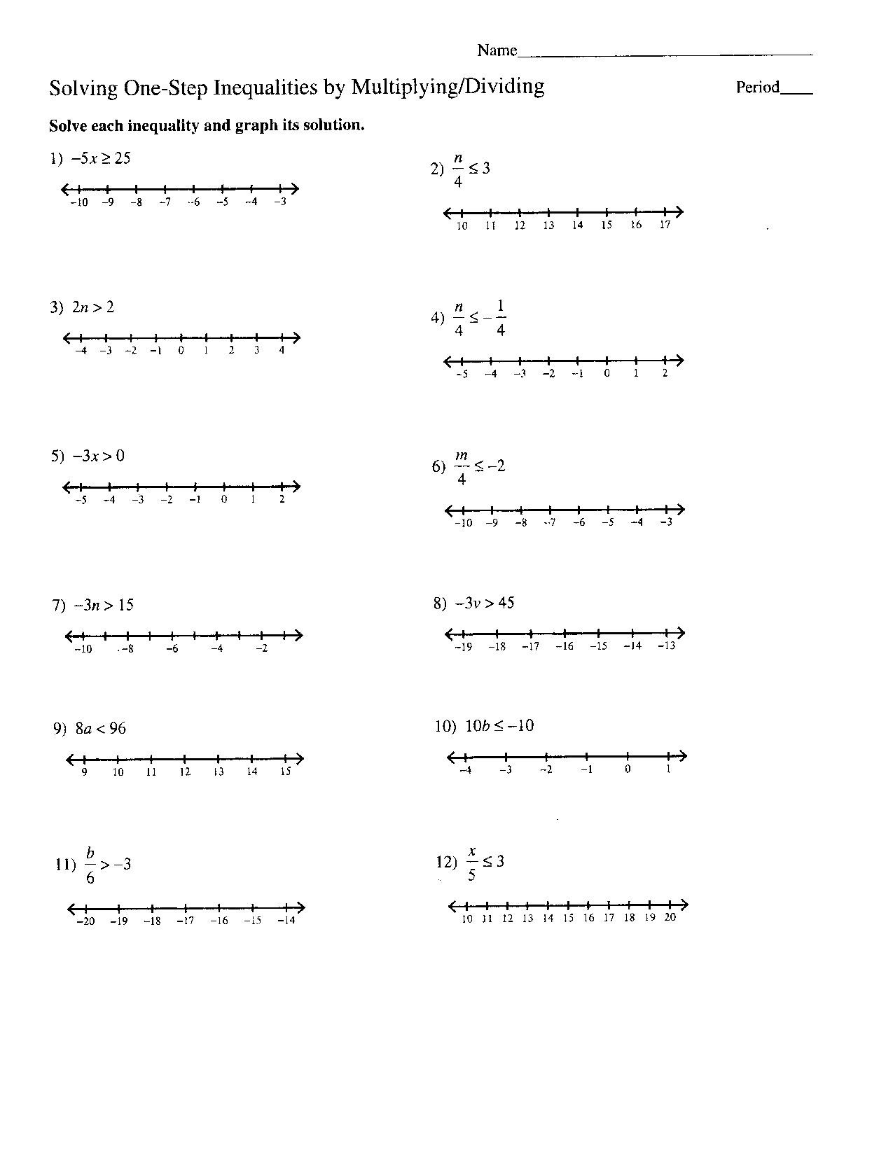 Solving Linear Inequalities Worksheet Linear Inequalities In Two Variables Worksheet Answers