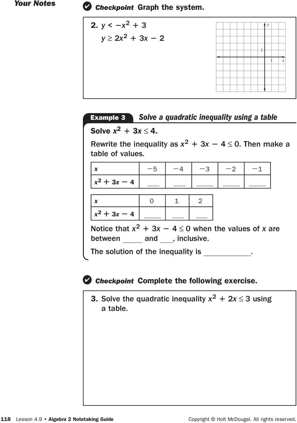 Solving Quadratic Inequalities Worksheet 4 9 Graph and solve Quadratic Pdf Free Download