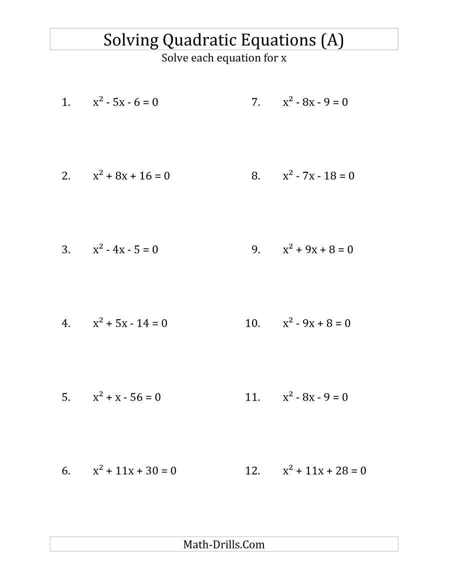 Solving Quadratic Inequalities Worksheet Quadratic Problem solving Worksheets