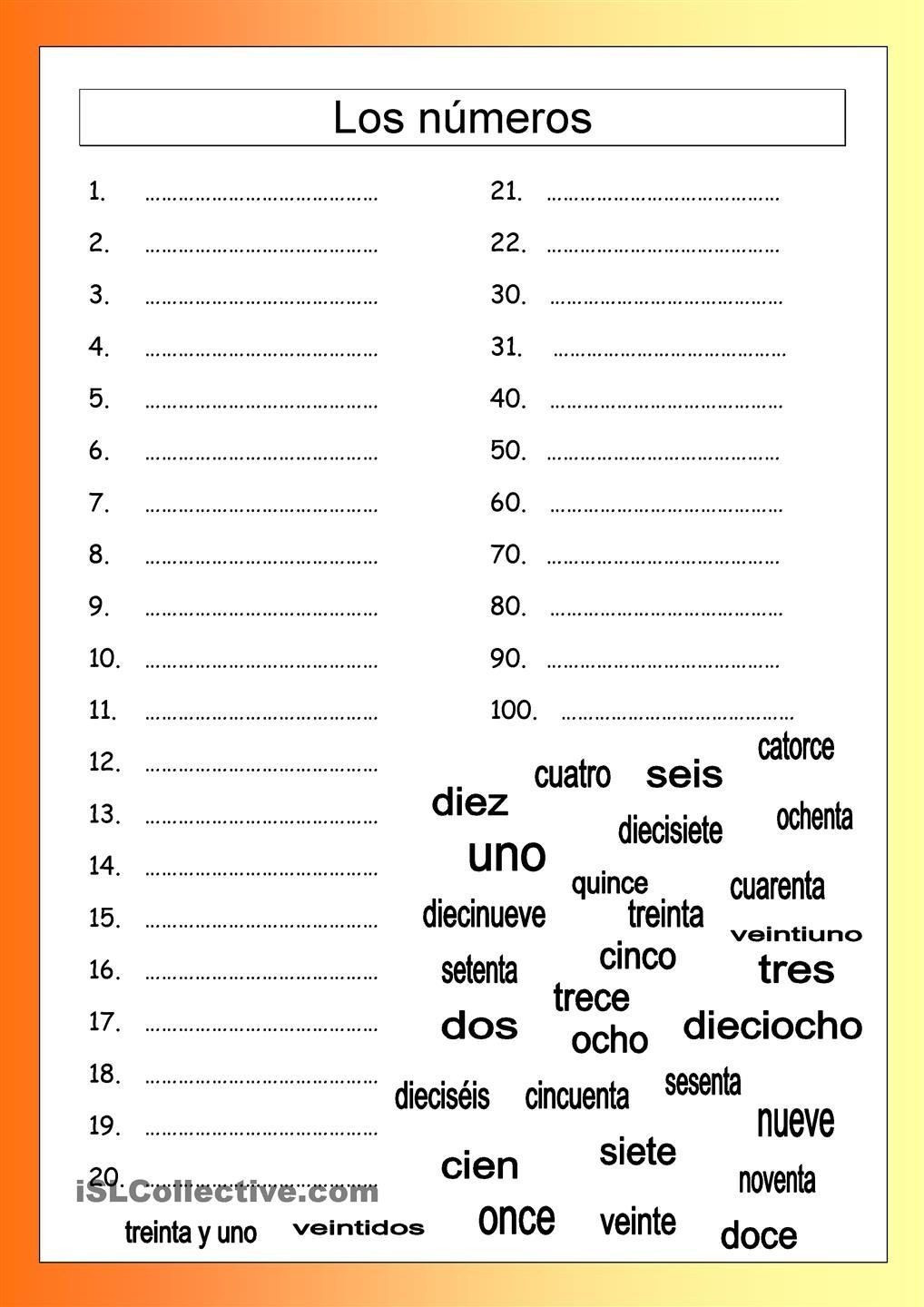 Spanish Numbers Worksheet 1 100 Spanish Numbers Worksheet 1 100 Los Nºmeros 1 100 In 2020