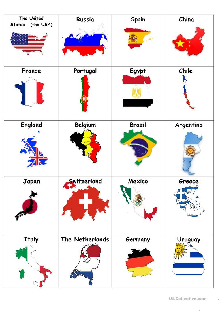 Spanish Speaking Countries Map Worksheet Dictionary or Flashcards with Flag Maps to Practise