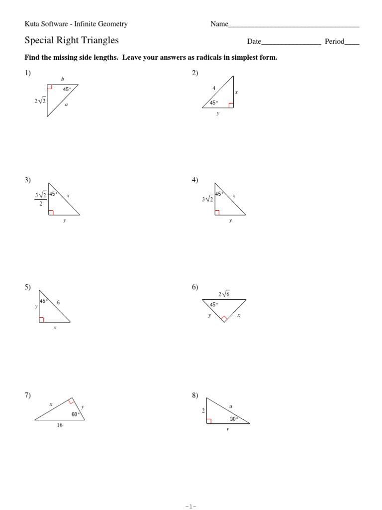 Special Right Triangles Worksheet 8 Special Right Triangles Pdf