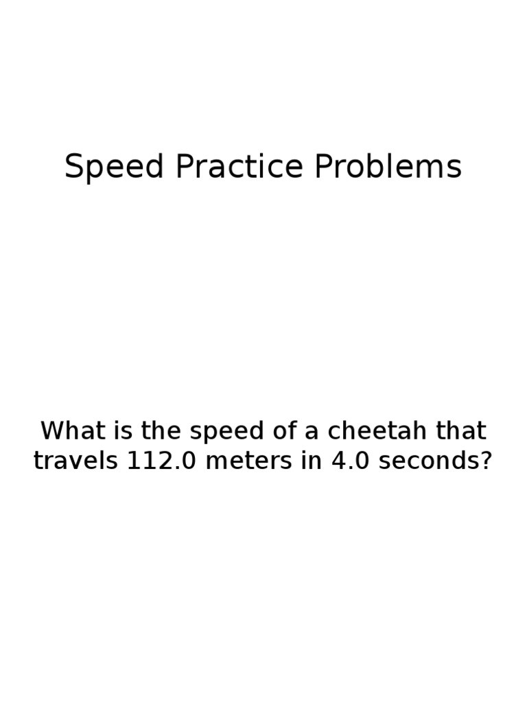 Speed Practice Problems Worksheet Speed Practice Problems