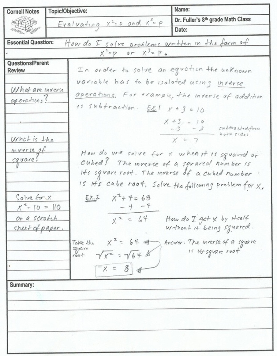 Square and Cube Roots Worksheet solving Cube Root Equations Notes Tessshebaylo