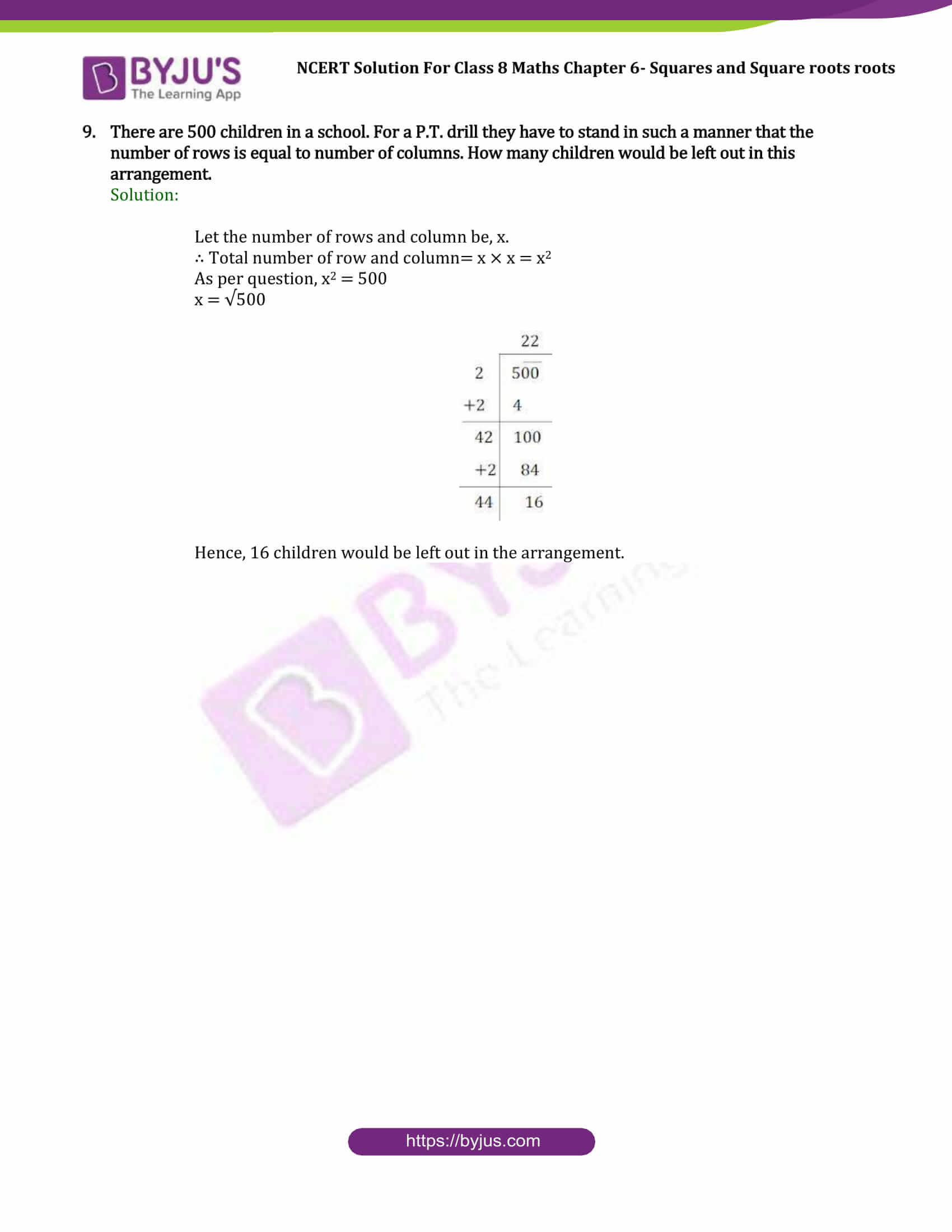 Squares and Square Roots Worksheet Squares and Square Roots Worksheet for Class 8
