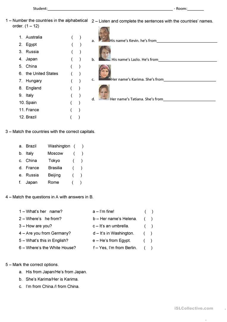 States and Capitals Matching Worksheet Countries and Capitals English Esl Worksheets for Distance