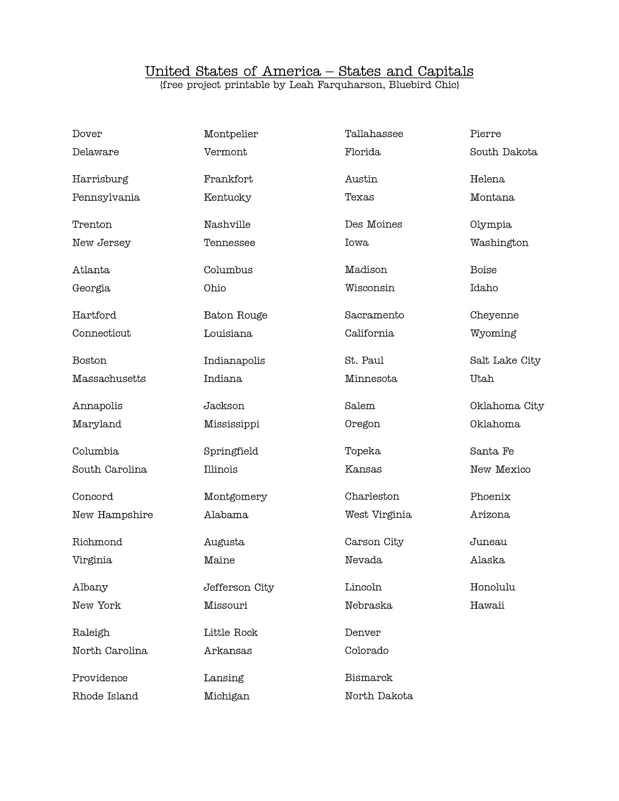 States and Capitals Matching Worksheet List 50 States Abbreviations Worksheet