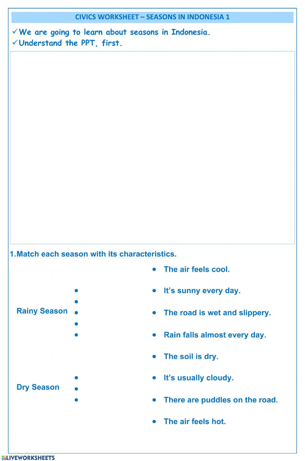 States and Capitals Matching Worksheet Seasons In Indonesia Interactive Worksheet