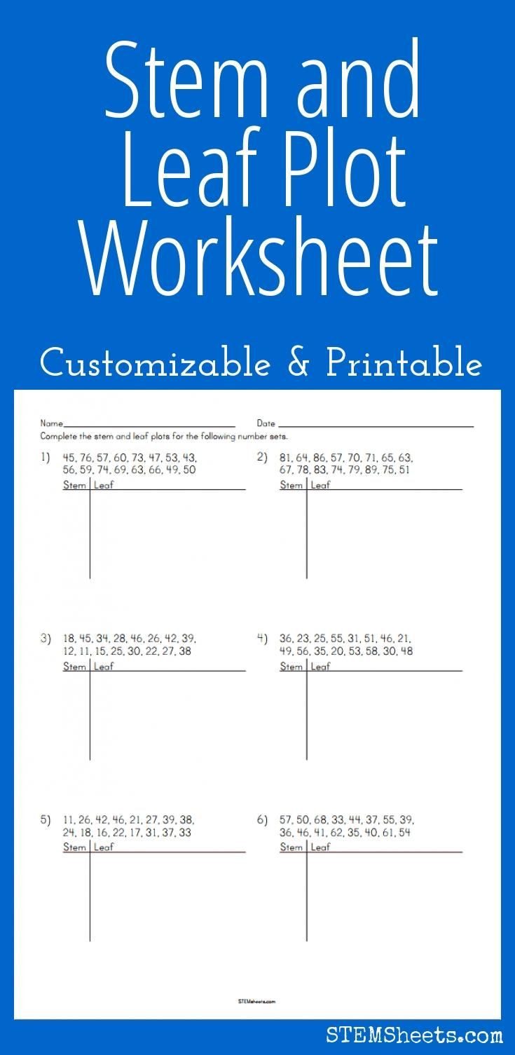 Stem and Leaf Plots Worksheet Stem and Leaf Plot Worksheet Customizable and Printable